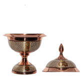 شکلات خوری مس وخاتم پایه دار طرح ۱