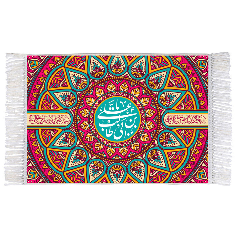 فرش ماشینی دیوارکوب اطلس آبی مدل یا علی بن ابی طالب کد T3872