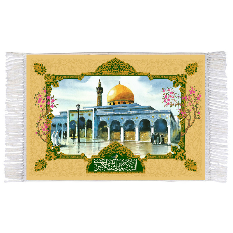 فرش ماشینی دیوارکوب اطلس آبی مدل السلام علیک یا زینب کبری کد T4697
