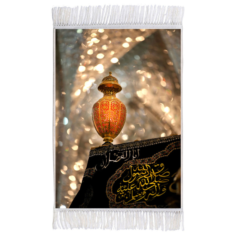فرش ماشینی دیوارکوب اطلس آبی طرح حرم امام حسین مدل T2438