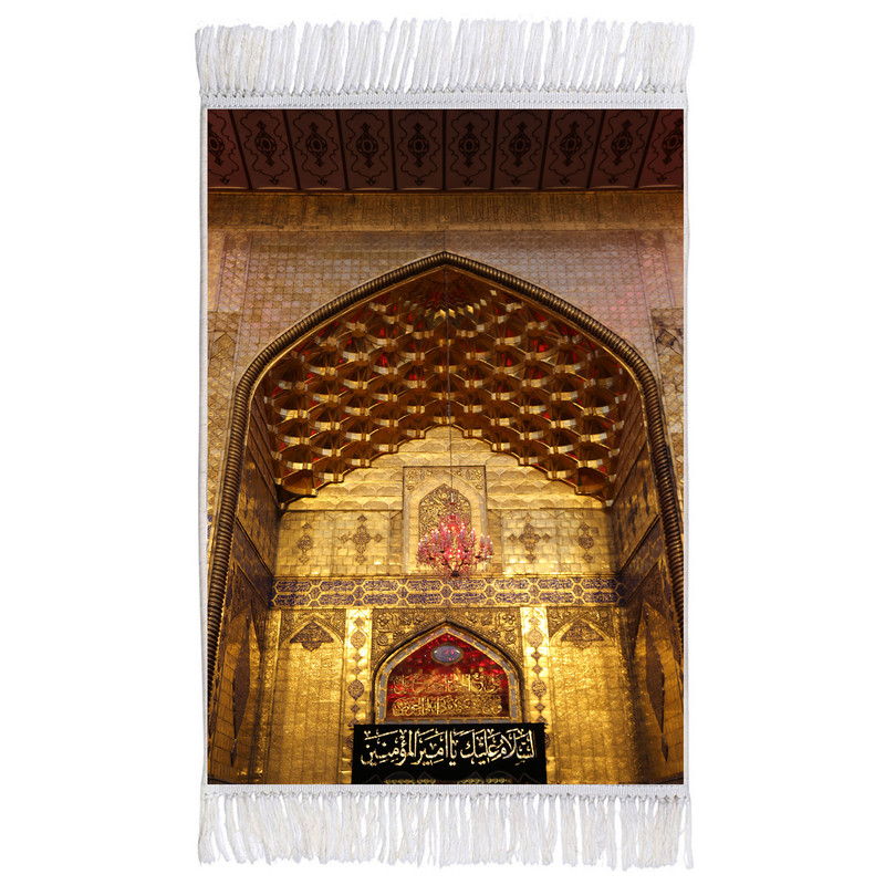 فرش ماشینی دیوارکوب اطلس آبی مدل حرم امیر المومنین کد T4087