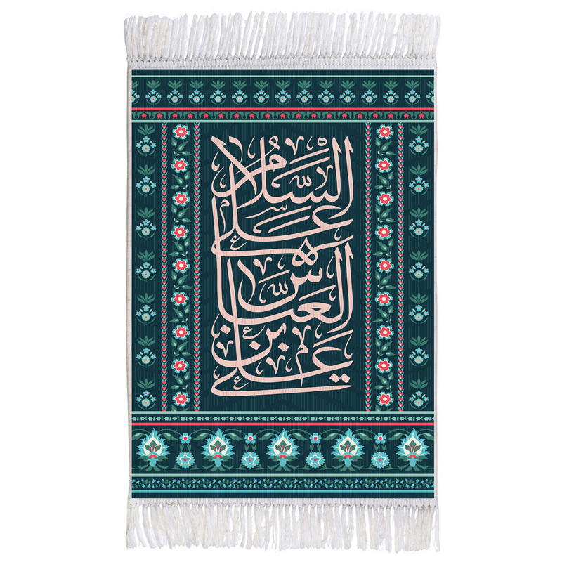 فرش ماشینی دیوارکوب اطلس آبی مدل سلام علی عباس بن علی کد T4651