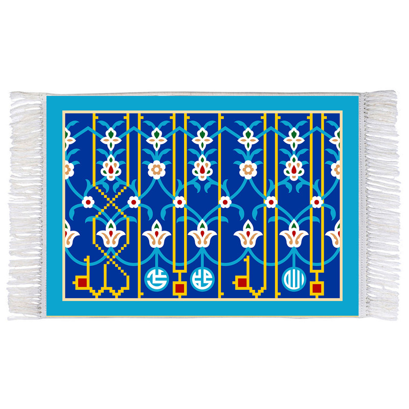 فرش ماشینی دیوارکوب اطلس آبی طرح لا اله الا الله مدل T3299
