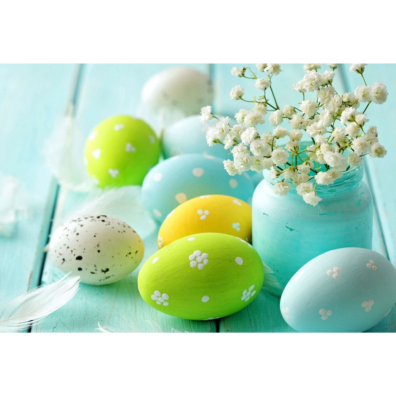 تابلو شاسی طرح تخم مرغ رنگی و گل مدل T1421
