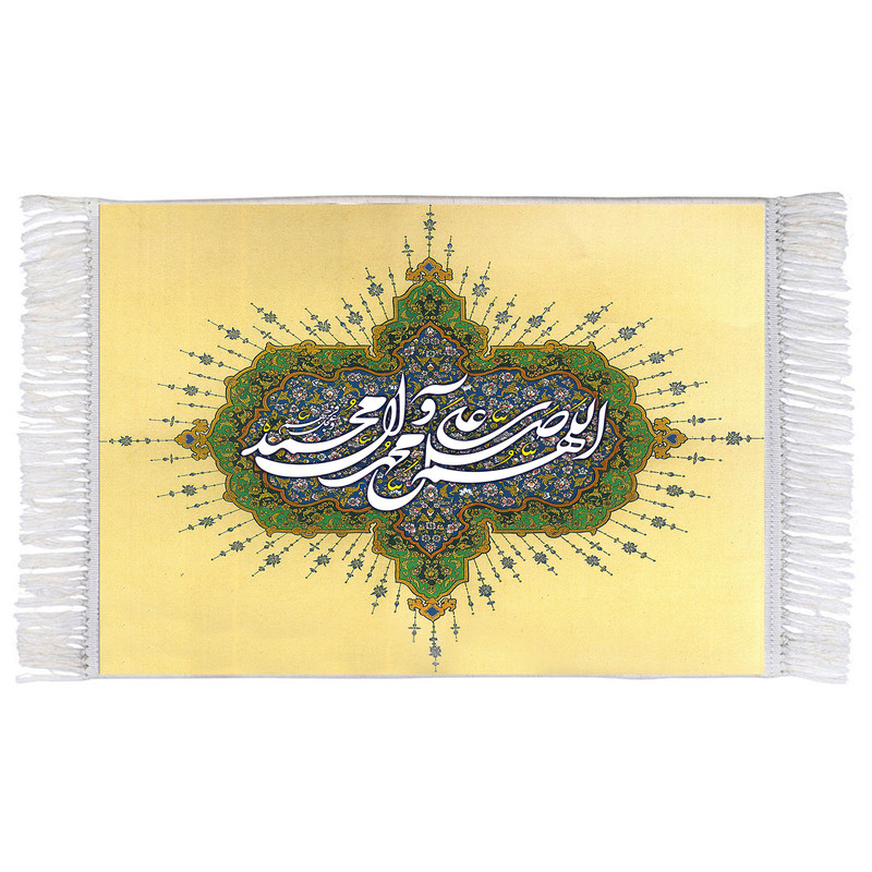 فرش ماشینی دیوارکوب اطلس آبی مدل صلوات مدل T4126
