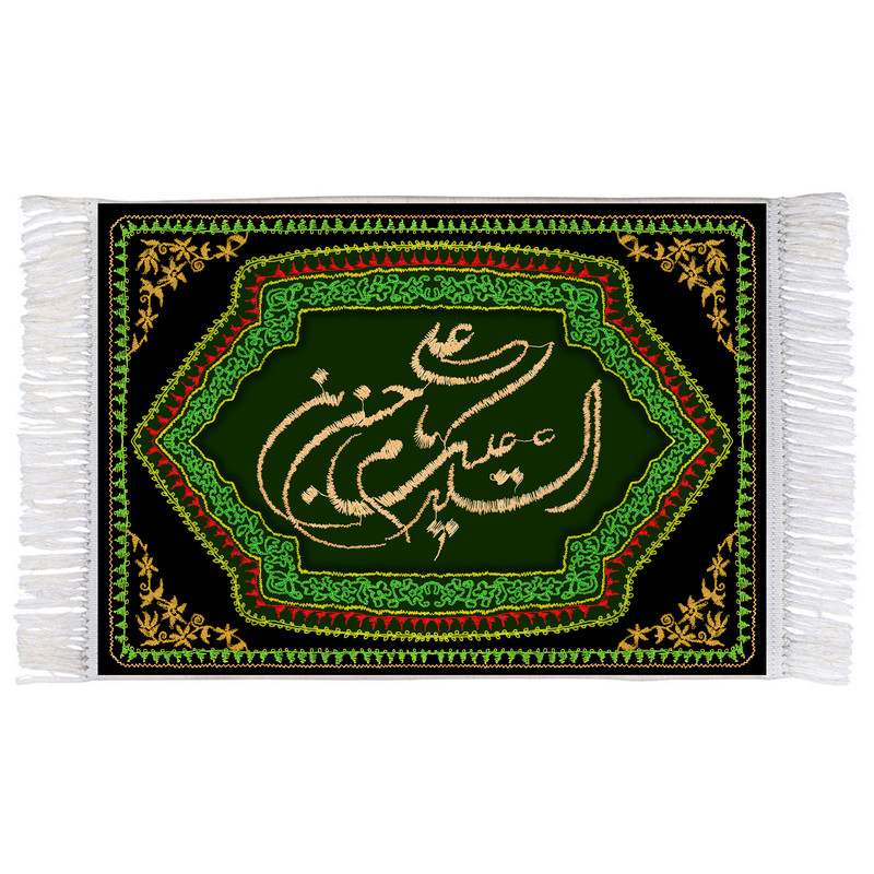 فرش ماشینی دیوارکوب اطلس آبی مدل سلام علیک یا حسن بن علی T4510