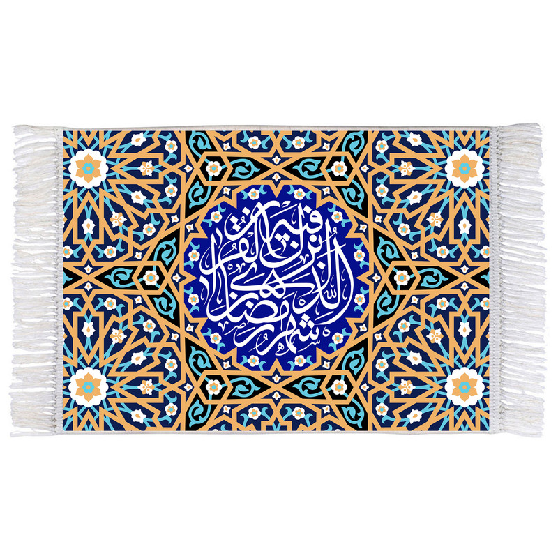 فرش ماشینی دیوارکوب اطلس آبی مدل شهر رمضان کد T3538