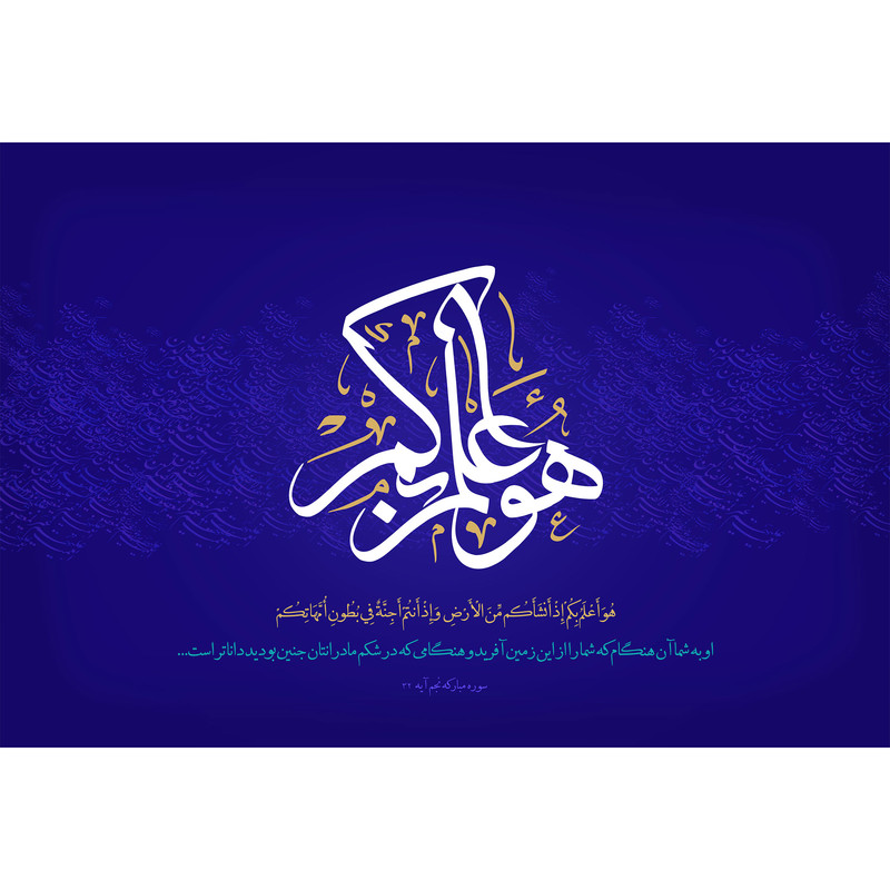 تابلو شاسی مدل هو اعلم بکم اذ انشاکم من الارض واذ انتم اجنة فی بطون امهاتکم T3646