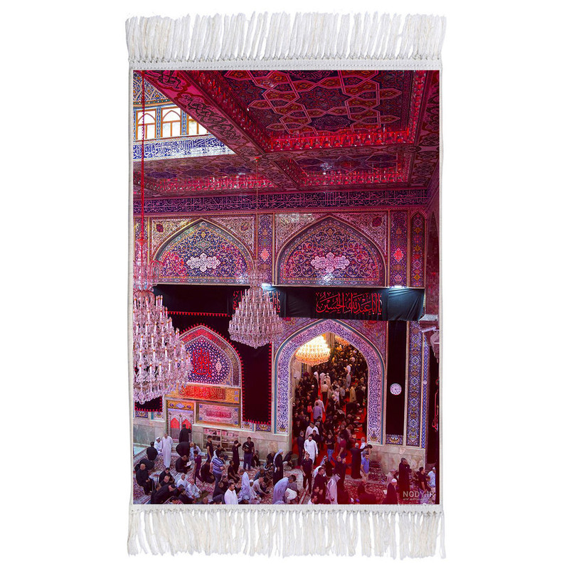 فرش ماشینی دیوارکوب اطلس آبی طرح حرم امام حسین مدل T3015