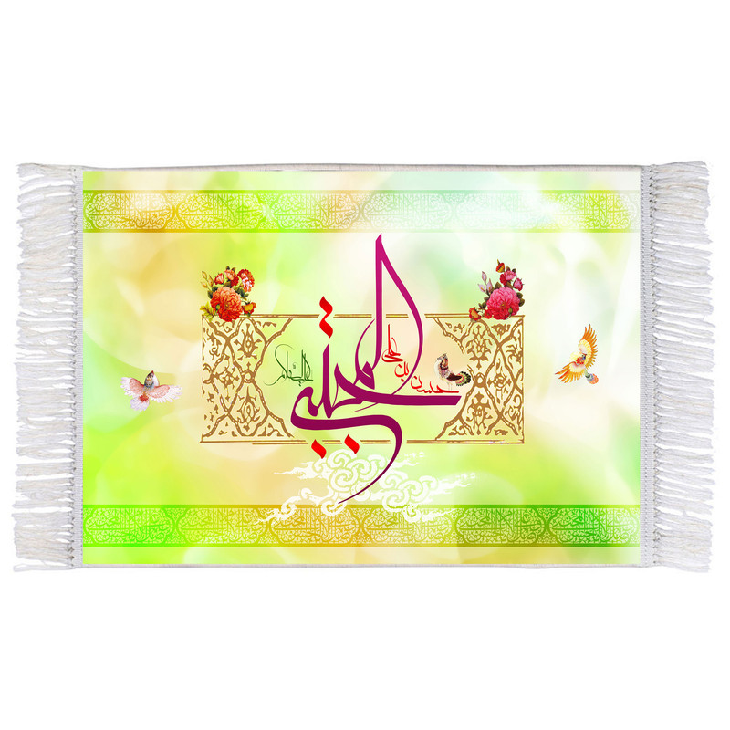 فرش ماشینی دیوارکوب اطلس آبی مدل حسن بن علی مجتبی کد T4532