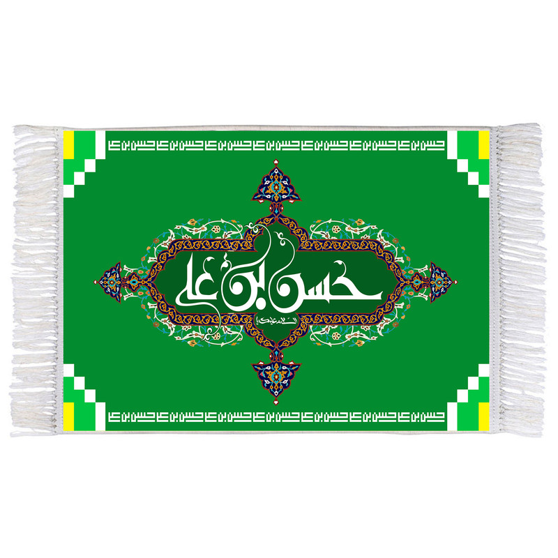 فرش ماشینی دیوارکوب اطلس آبی مدل حسن بن علی کد T4533