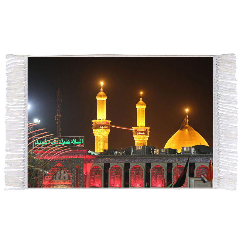 فرش ماشینی دیوارکوب اطلس آبی طرح حرم امام حسین مدل T2416