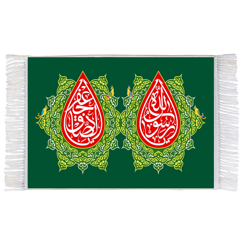 فرش ماشینی دیوارکوب اطلس آبی مدل یا رسول الله کد T4052