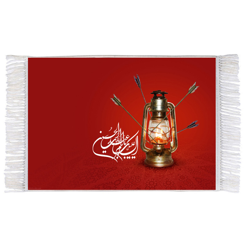 فرش ماشینی دیوارکوب اطلس آبی طرح السلام علیک یا اباعبدالله حسین مدل T2509