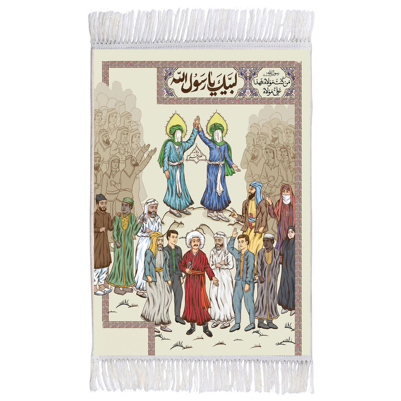 فرش ماشینی دیوارکوب اطلس آبی مدل لبیک یا رسول الله T4132