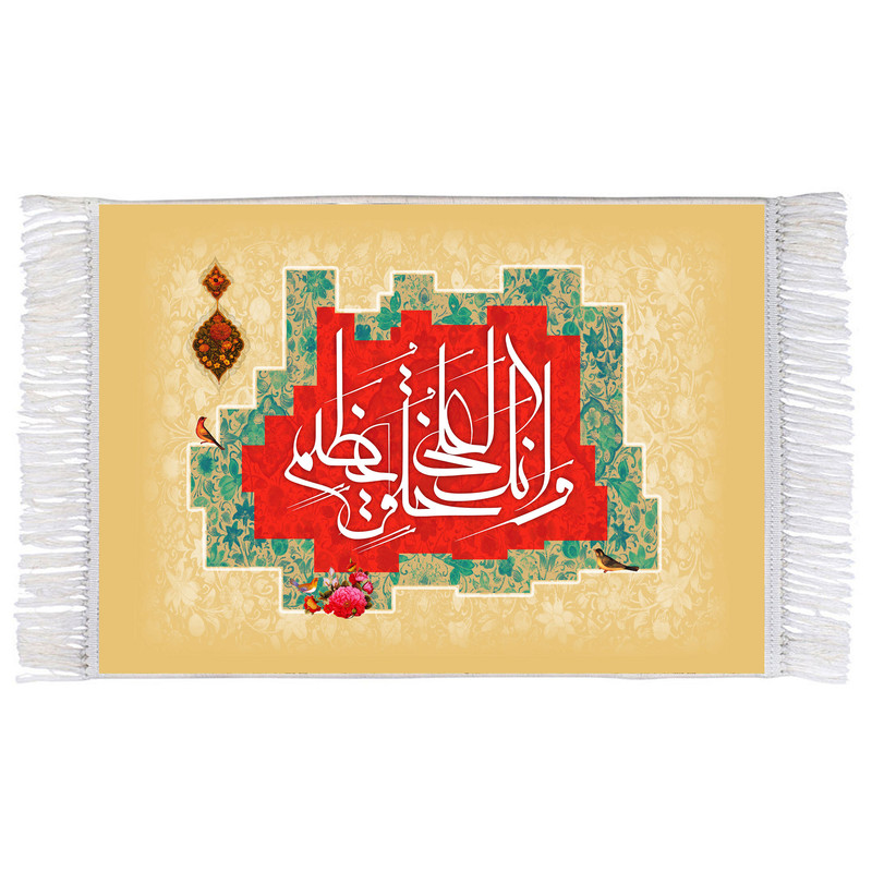 فرش ماشینی دیوارکوب اطلس آبی مدل و انک لعلی خلق عظیم کد T3914