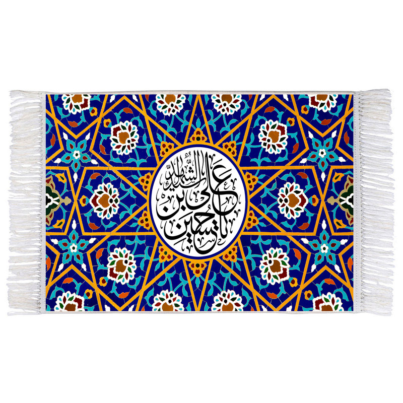فرش ماشینی دیوارکوب اطلس آبی طرح حسین بن علی شهید مدل T3066