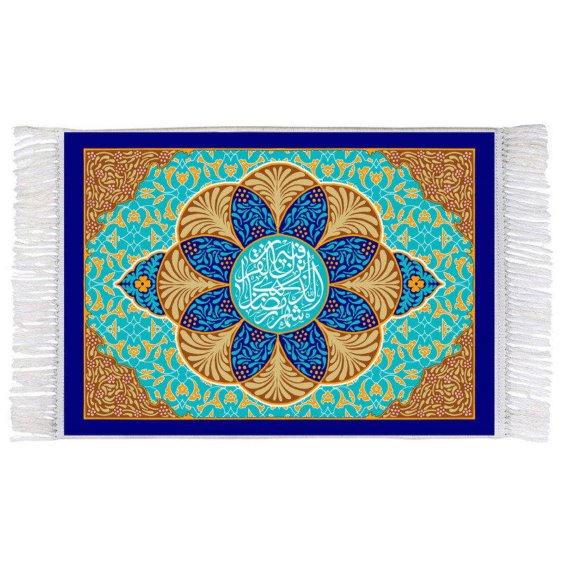 فرش ماشینی دیوارکوب اطلس آبی مدل شهر رمضان کد T3535