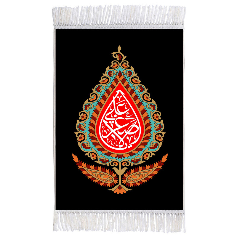 فرش ماشینی دیوارکوب اطلس آبی طرح یا علی اصغر مدل T2373