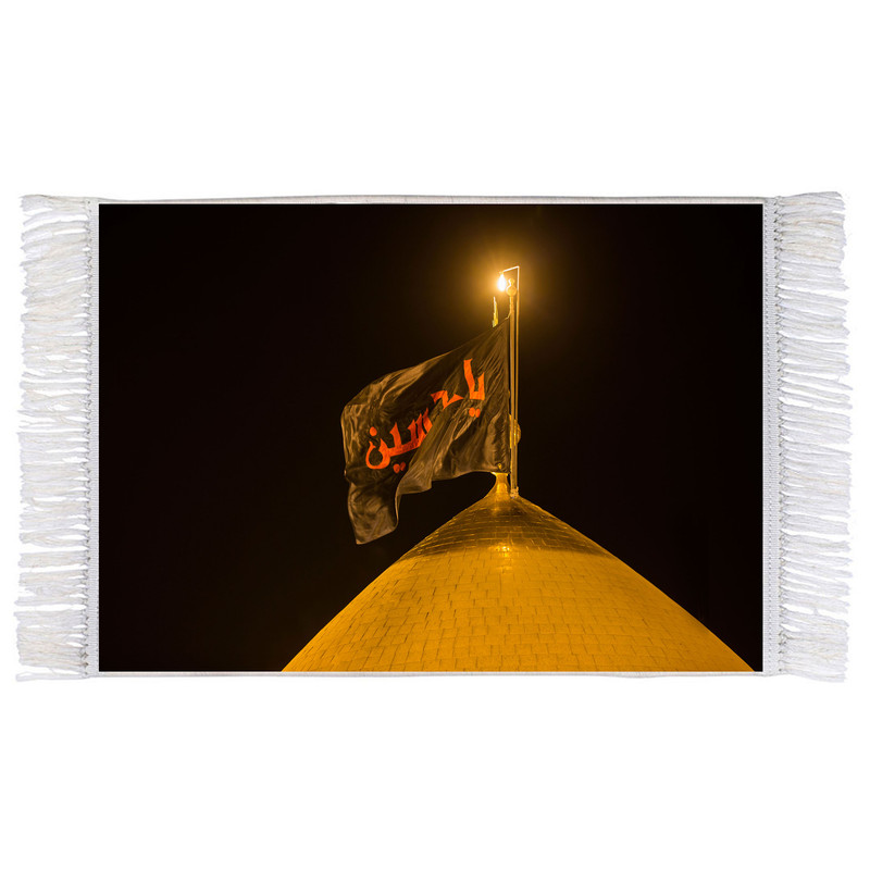 فرش ماشینی دیوارکوب اطلس آبی طرح گنبد حرم امام حسین مدل T2400