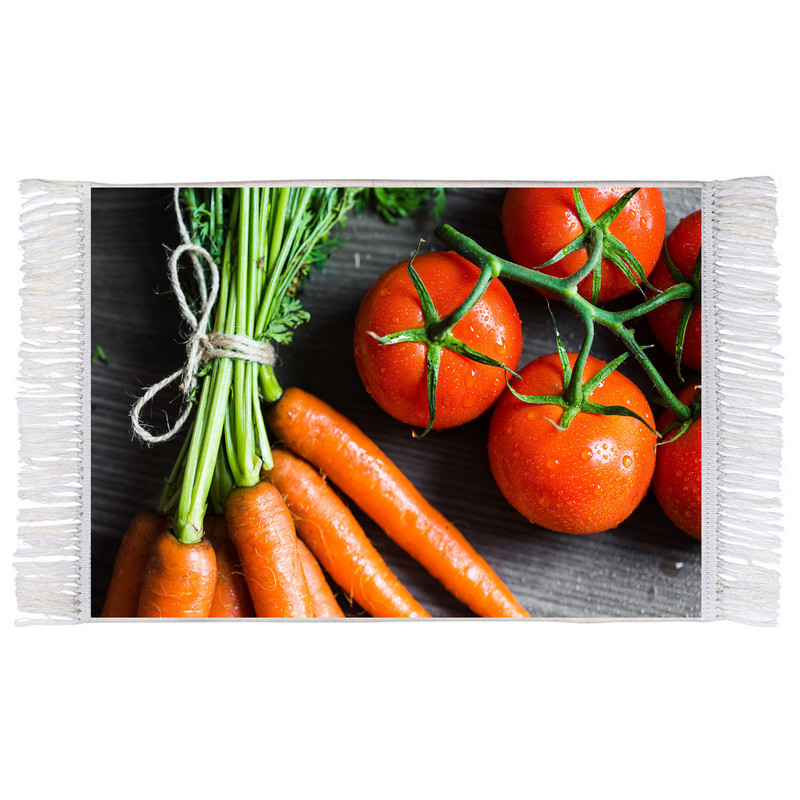 فرش ماشینی دیوارکوب اطلس آبی طرح گوجه و هویج مدل T1906