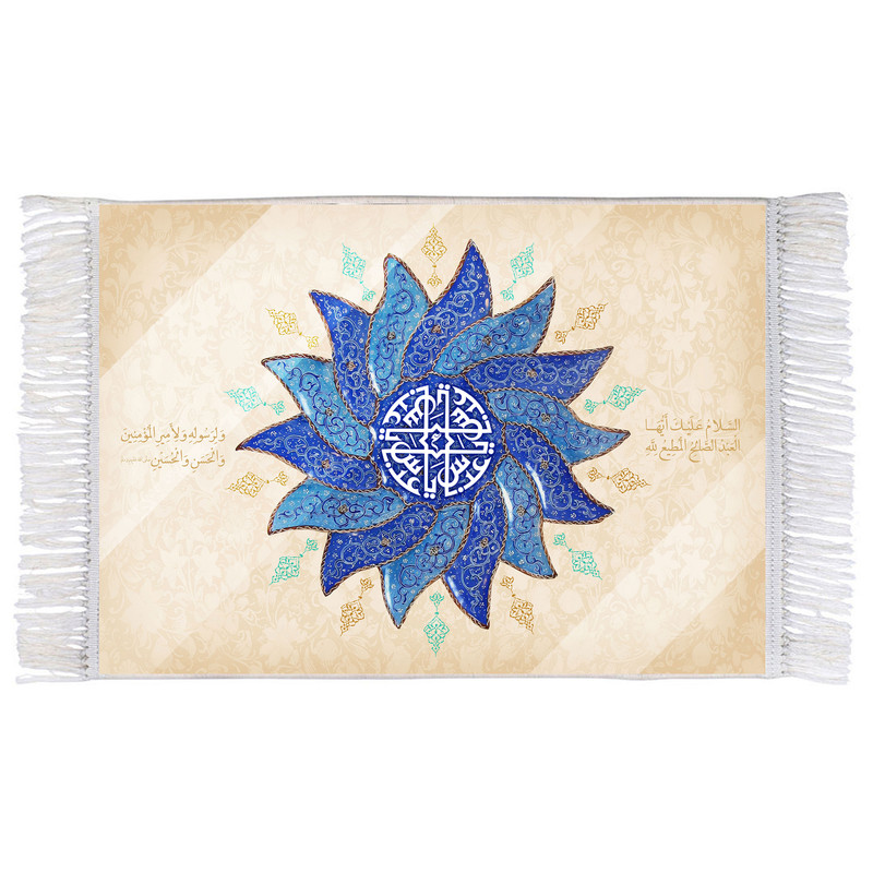 فرش ماشینی دیوارکوب اطلس آبی مدل یا حسن و یا حسین کد T4631