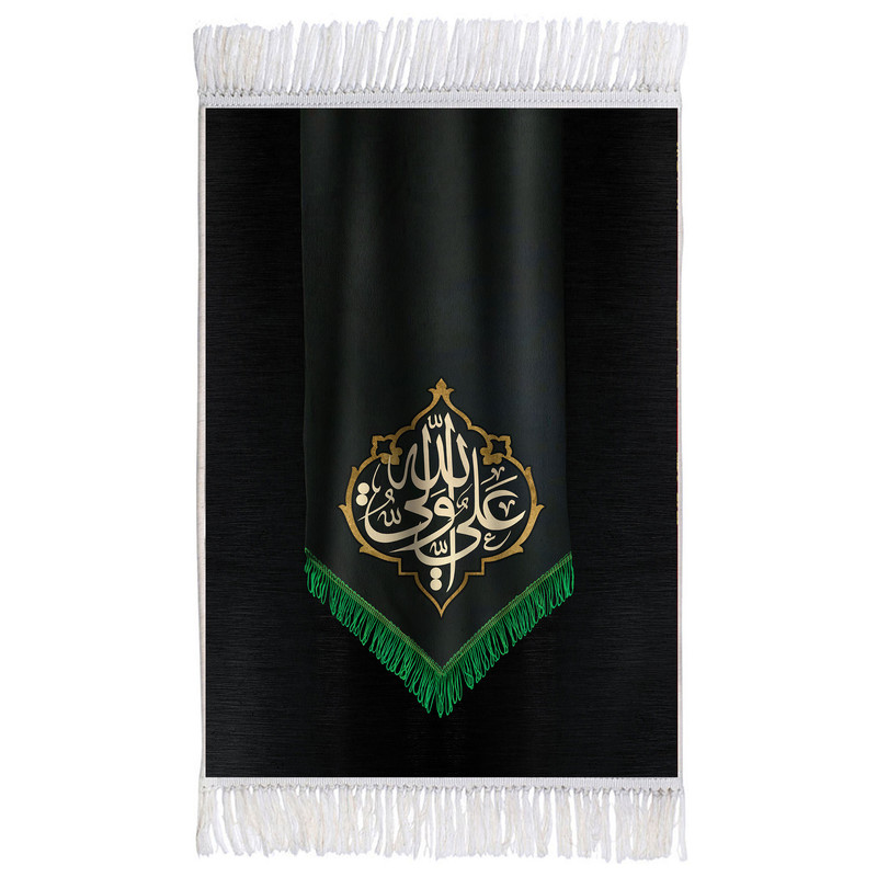 فرش ماشینی دیوارکوب اطلس آبی مدل علی ولی الله کد T4145
