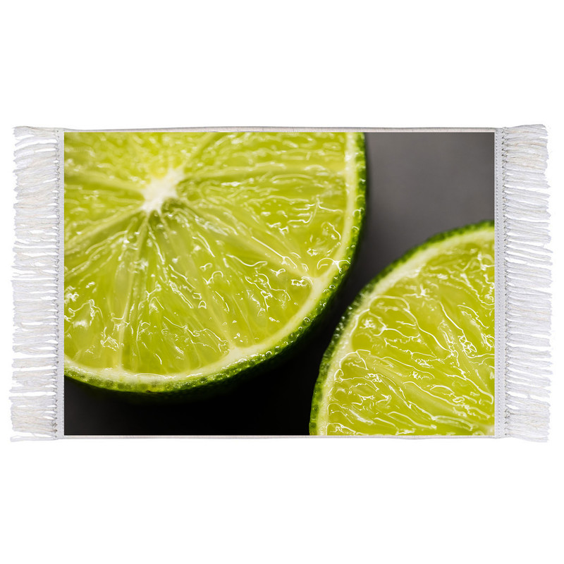 فرش ماشینی دیوارکوب اطلس آبی طرح میوه لیمو ترش مدل T1807