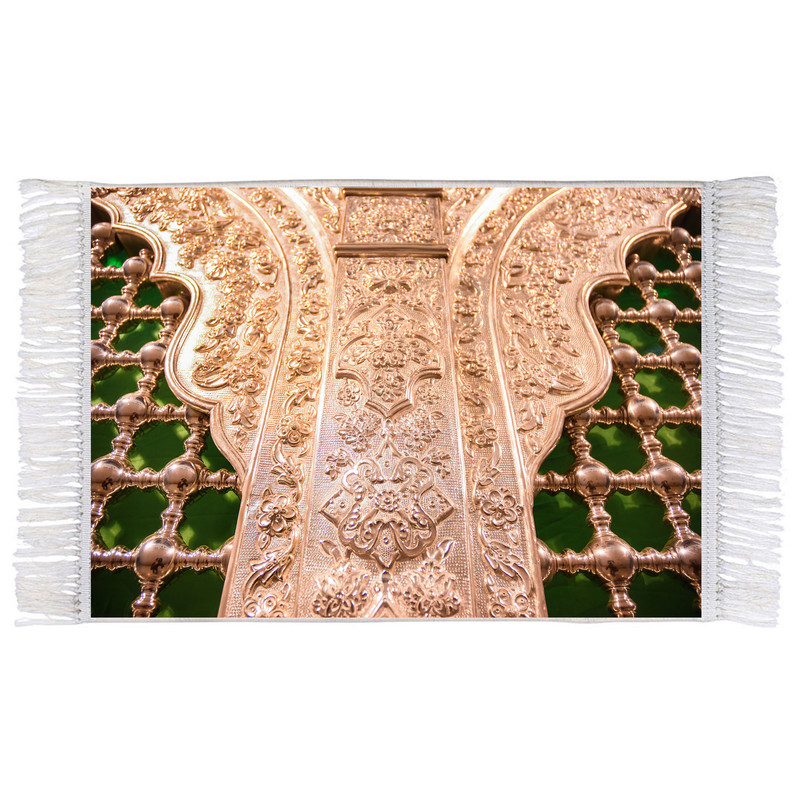 فرش ماشینی دیوارکوب اطلس آبی طرح ضریح حرم امام حسین مدل T2489