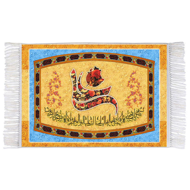 فرش ماشینی دیوارکوب اطلس آبی مدل علی کد T4146