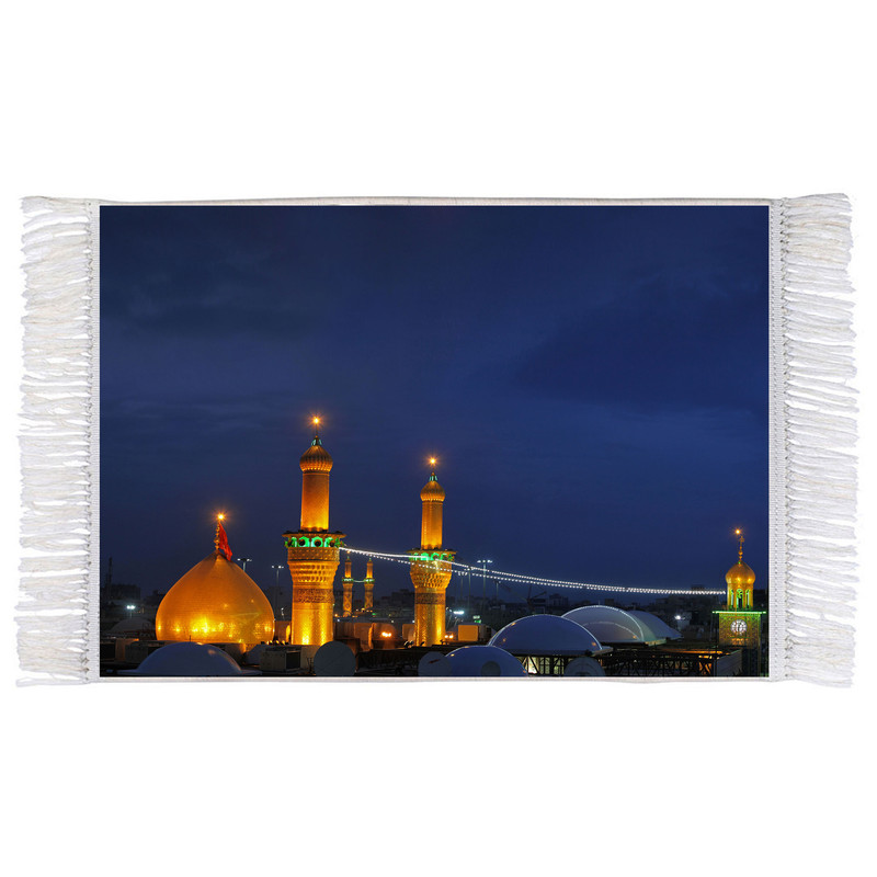 فرش ماشینی دیوارکوب اطلس آبی طرح حرم امام حسین مدل T2405