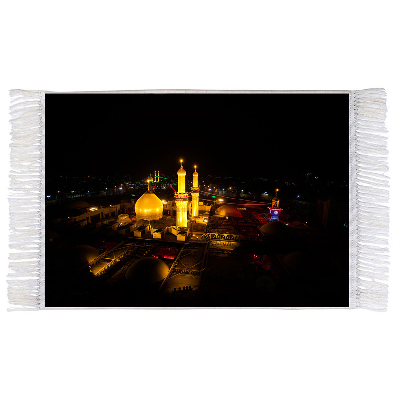 فرش ماشینی دیوارکوب اطلس آبی طرح حرم امام حسین مدل T2404