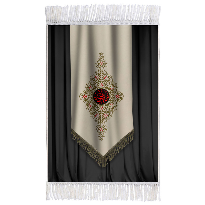 فرش ماشینی دیوارکوب اطلس آبی طرح یا ابا عبدالله حسین مدل T2636