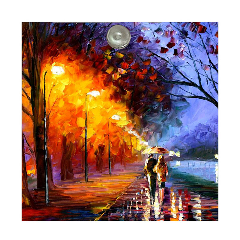 آینه آرایشی جیبی طرح نقاشی عاشقانه خیابان بارانی مدل A173